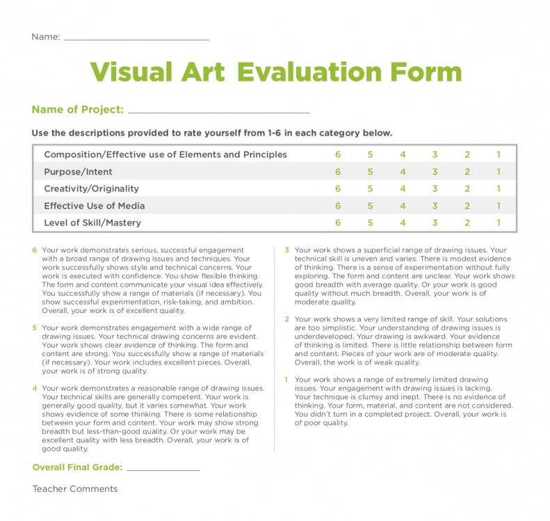 art evaluation example essay